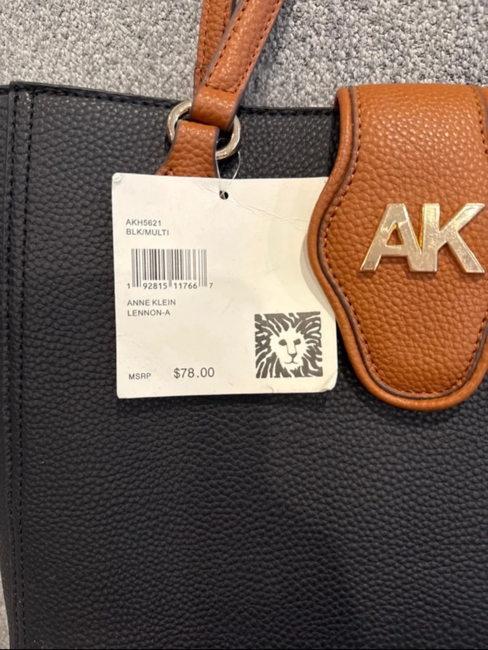 Anne Klein Black and Brown Leather Tote Bag
